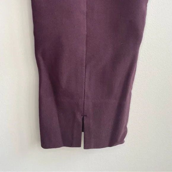 Vince Fitted Cropped Maroon Plum Pintuck Dress Pants Elastic Waist Side Zipper - Picture 7 of 9